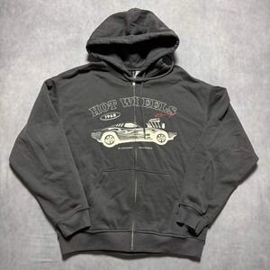 H&M Hot Wheels Racing Zip Hoodie Mens XS Grey Excellent Y2K Graphic Sweatshirt